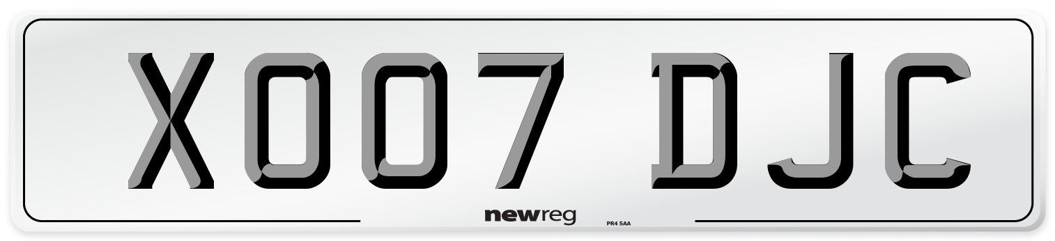 XO07 DJC Number Plate from New Reg